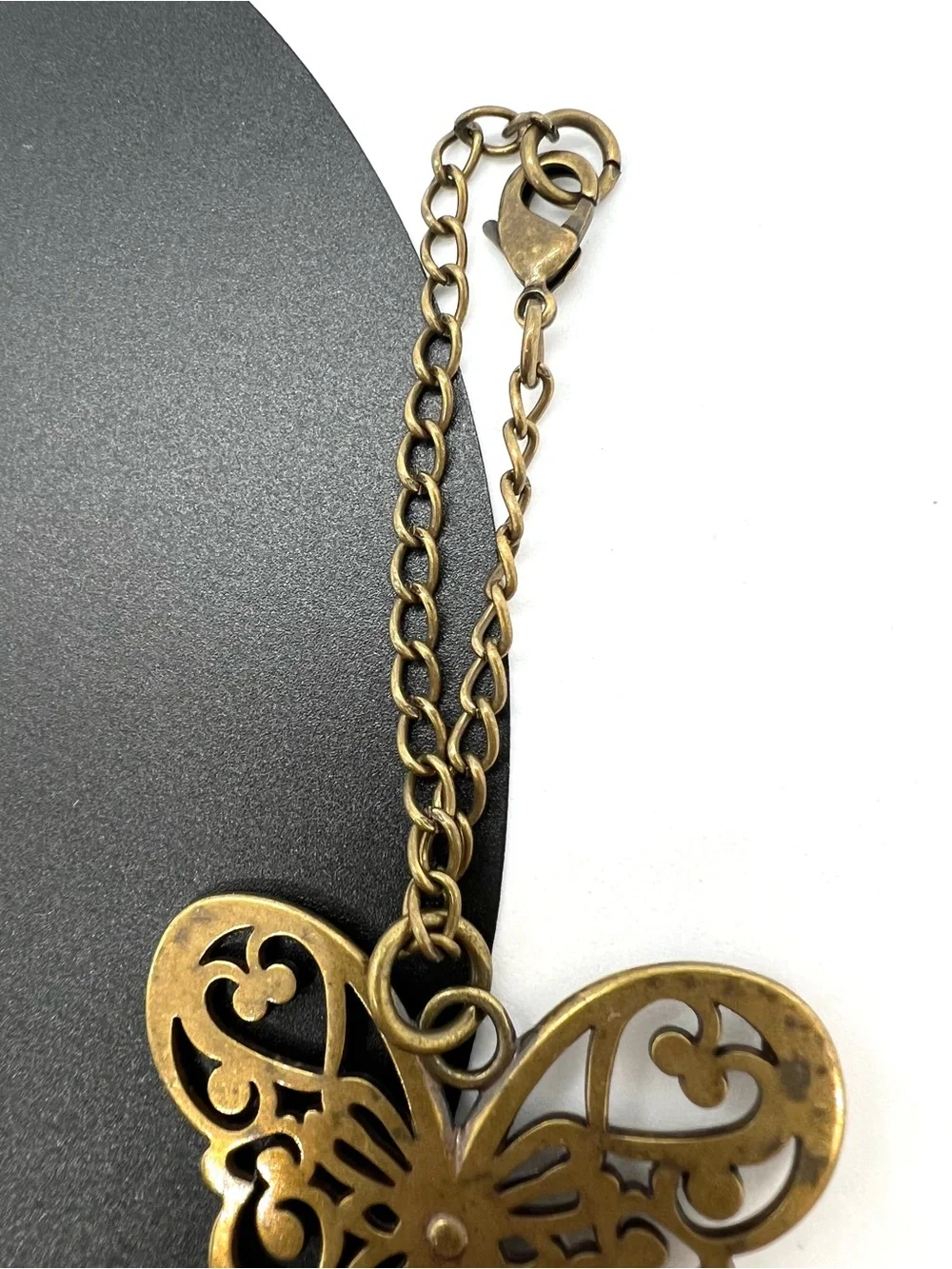 Antique Bronze Butterfly Skeleton Key Rhinestone Purse Charm Bag Pendant